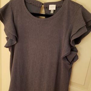 *3 for 15* Short, ruffle sleeved gray blouse